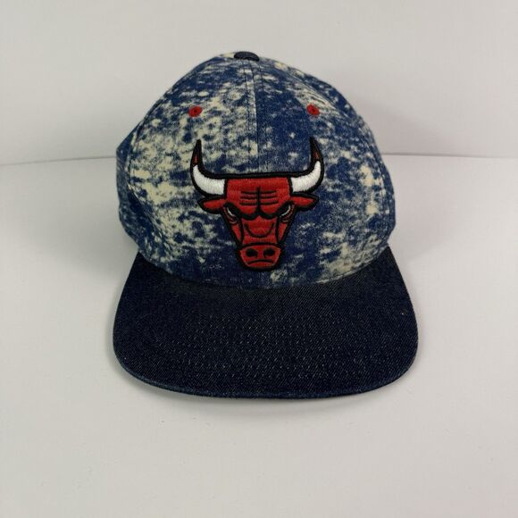 Chicago Bulls NBA Denim Acid Wash Mitchell & Ness Hat Size 7 1/2 Fitted - Picture 1 of 12